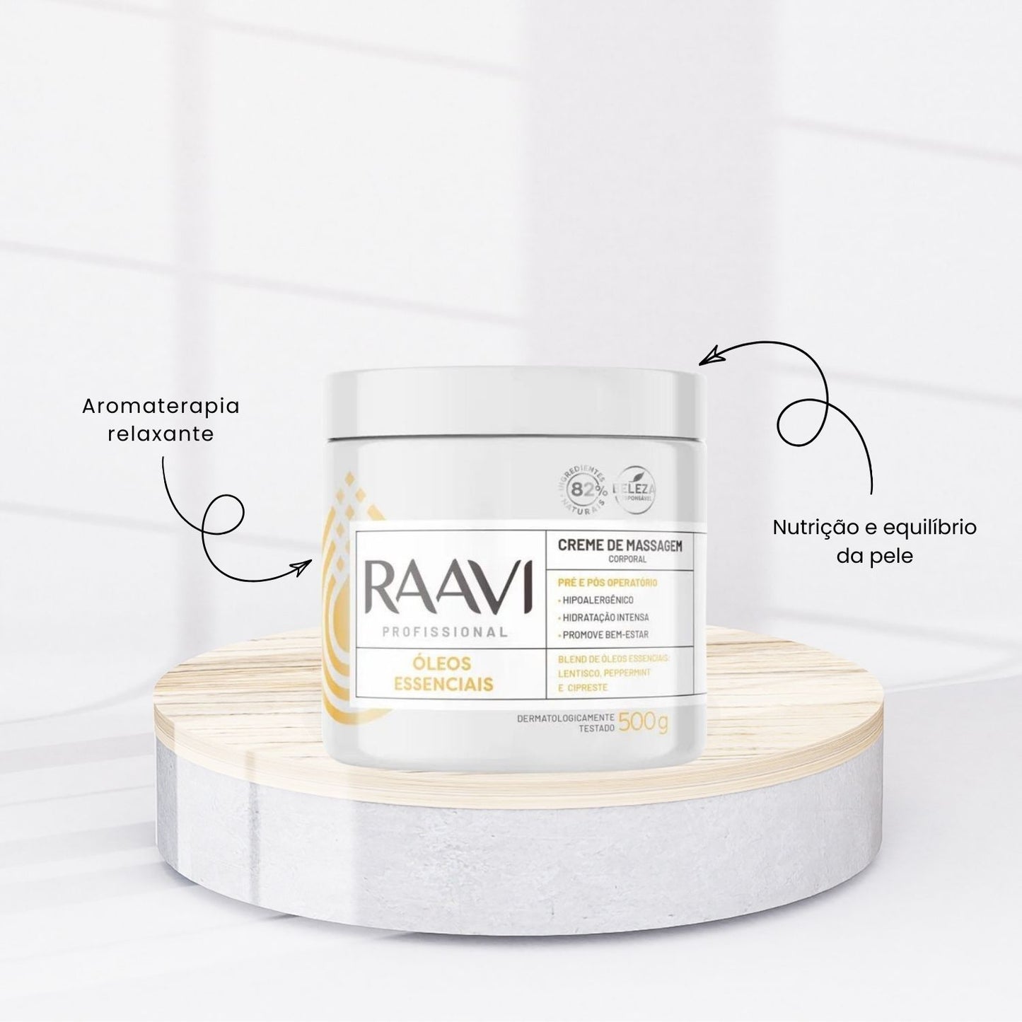 Raavi Creme de Massagem Oleos Essenciais 500 g