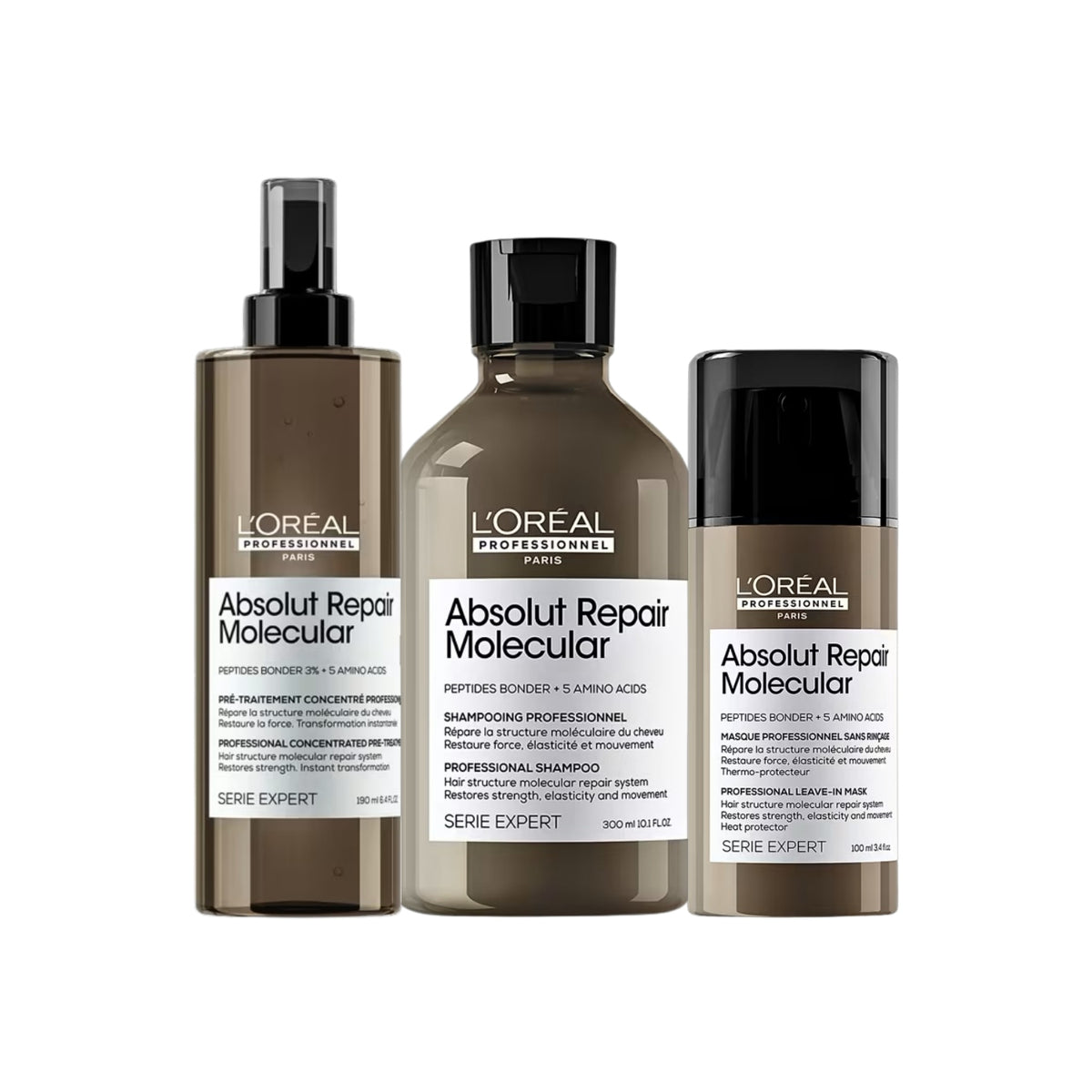 Kit Loreal Absolut Repair Molecular e Leave-in (3 Produtos)