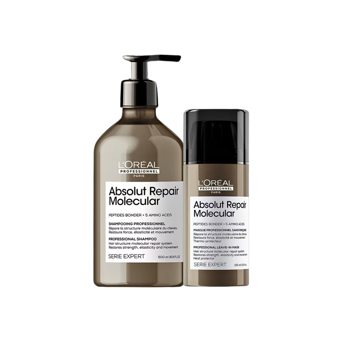 Kit Loreal Absolut Repair Molecular Shampoo 500 ml e Máscara Leave-in 100 ml
