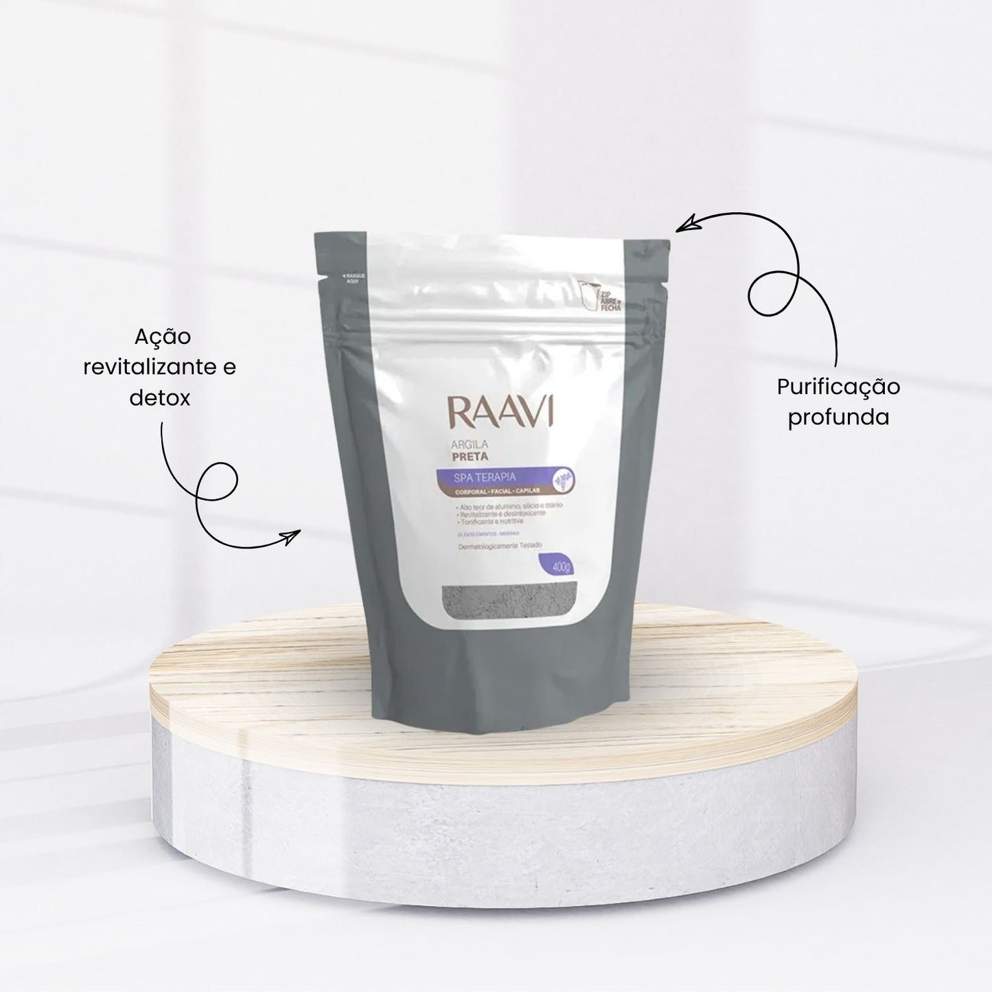 Raavi SPA Terapia Corporal Facial Capilar Argila Preta 400 g