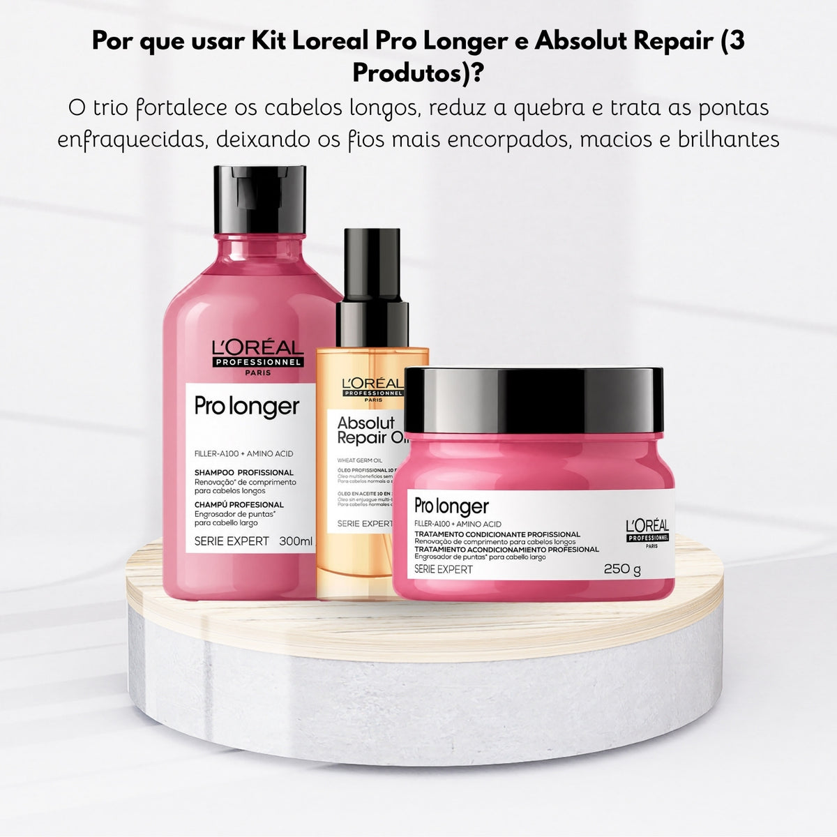 Kit Loreal Pro Longer e Absolut Repair (3 Produtos)
