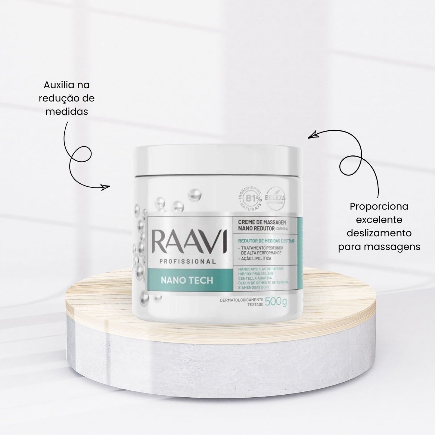 Raavi Creme de Massagem Nano Redutor 500 g