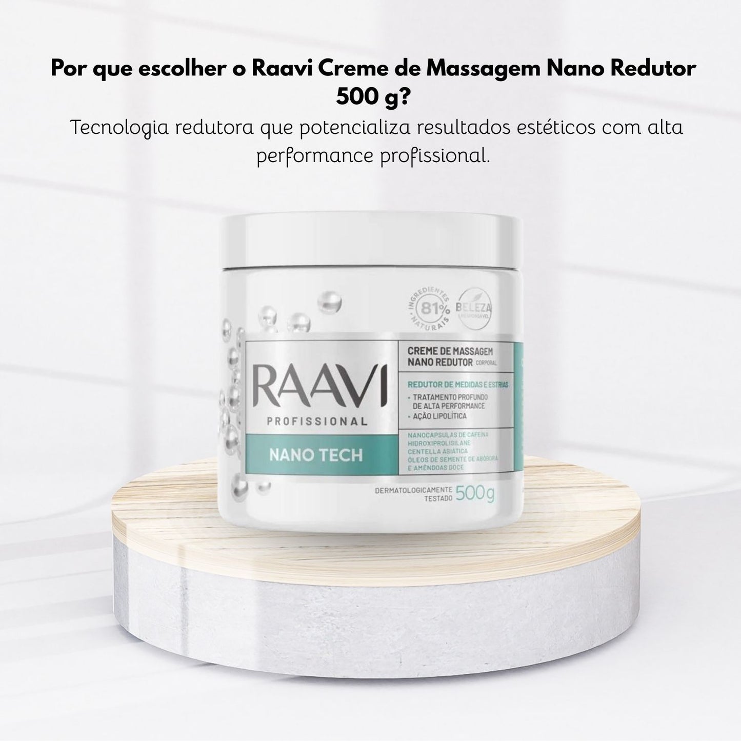Raavi Creme de Massagem Nano Redutor 500 g