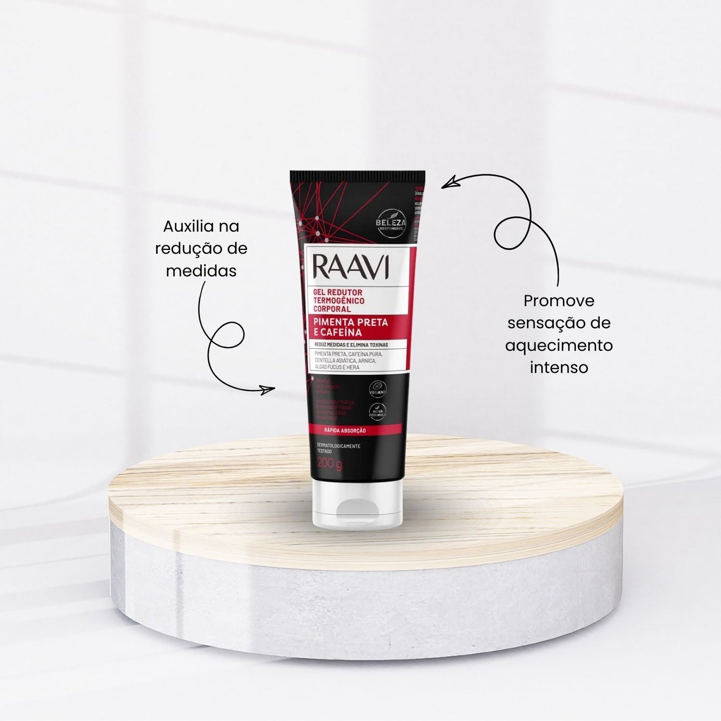 Raavi Gel Redutor Termogênico Pimenta Preta e Cafeína 200 g