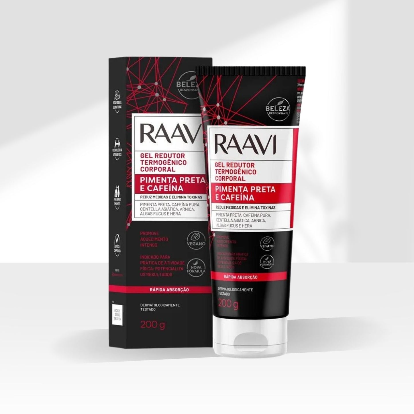 Raavi Gel Redutor Termogênico Pimenta Preta e Cafeína 200 g