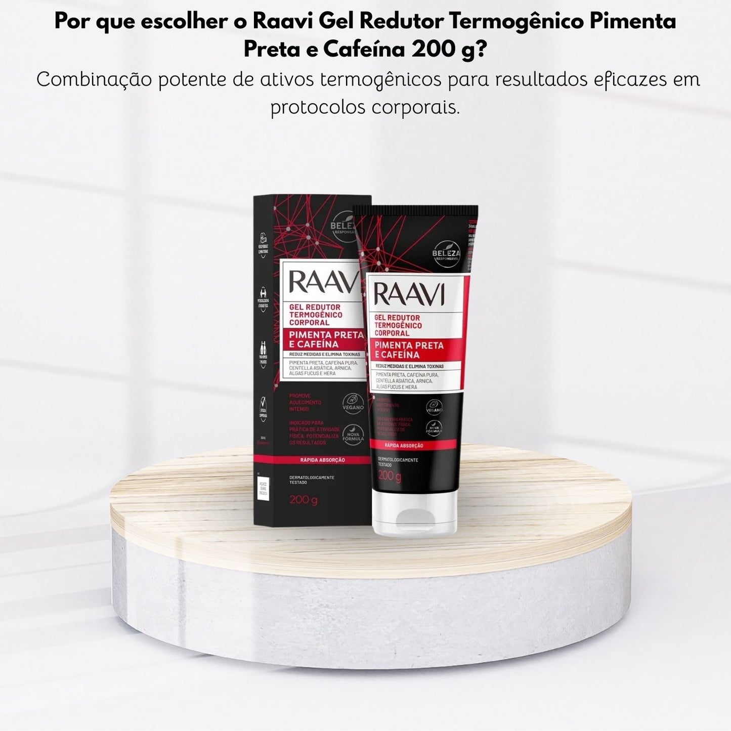 Raavi Gel Redutor Termogênico Pimenta Preta e Cafeína 200 g