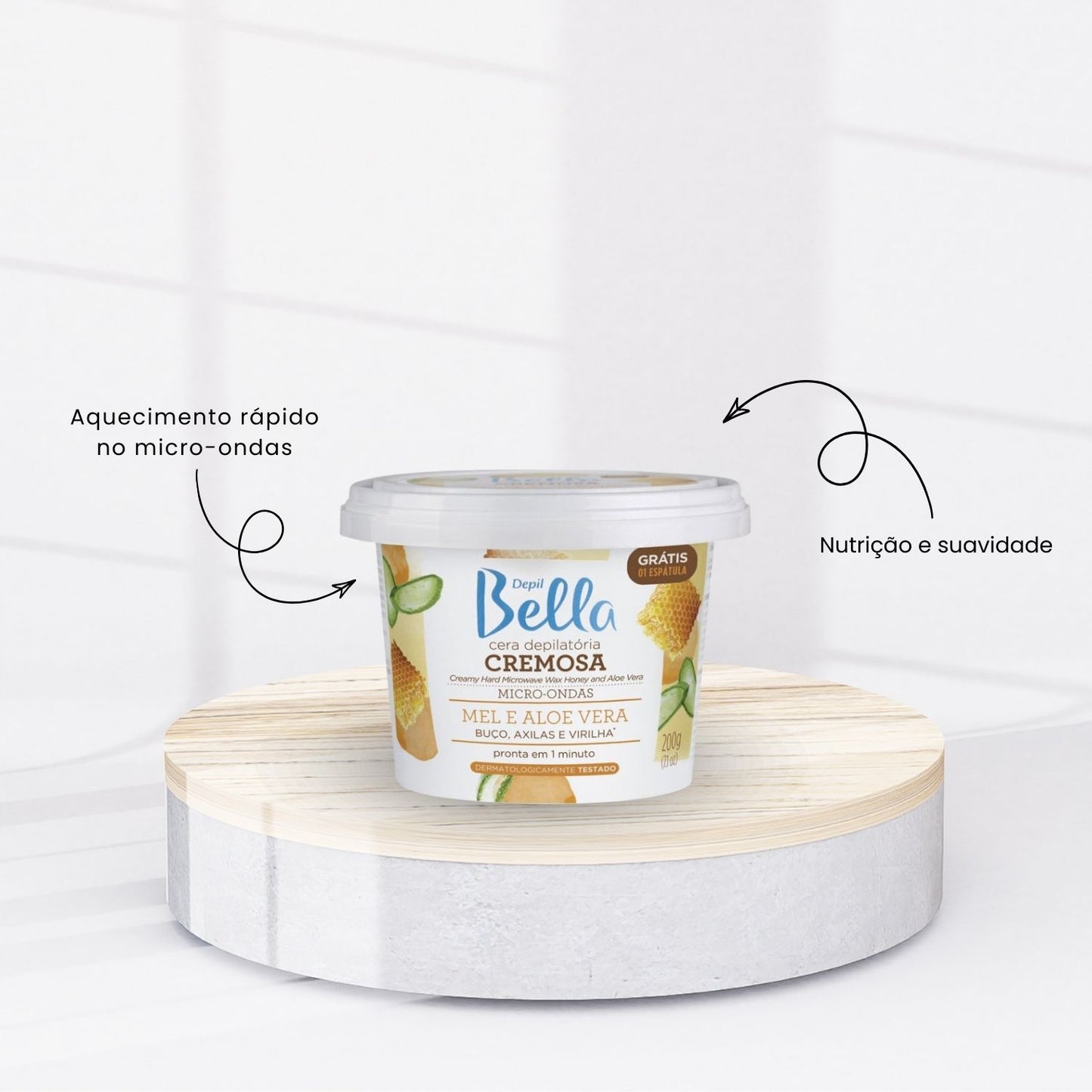 Cera Depilatória Depil Bella para Micro-Ondas Mel e Aloe Vera 200 g