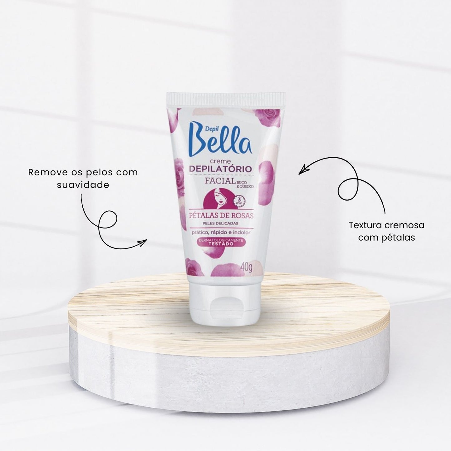 Depil Bella Creme Depilatório Facial Pétalas de Rosa 40 g
