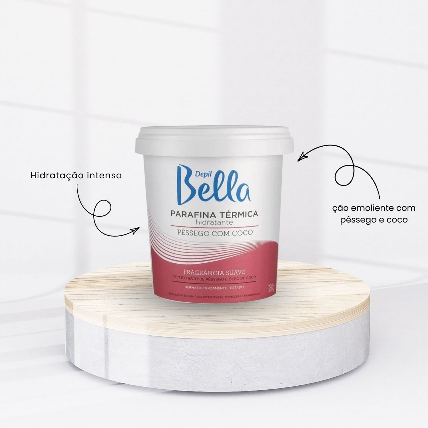 Depil Bella Parafina Térmica Hidratante Pêssego com Coco 350 g