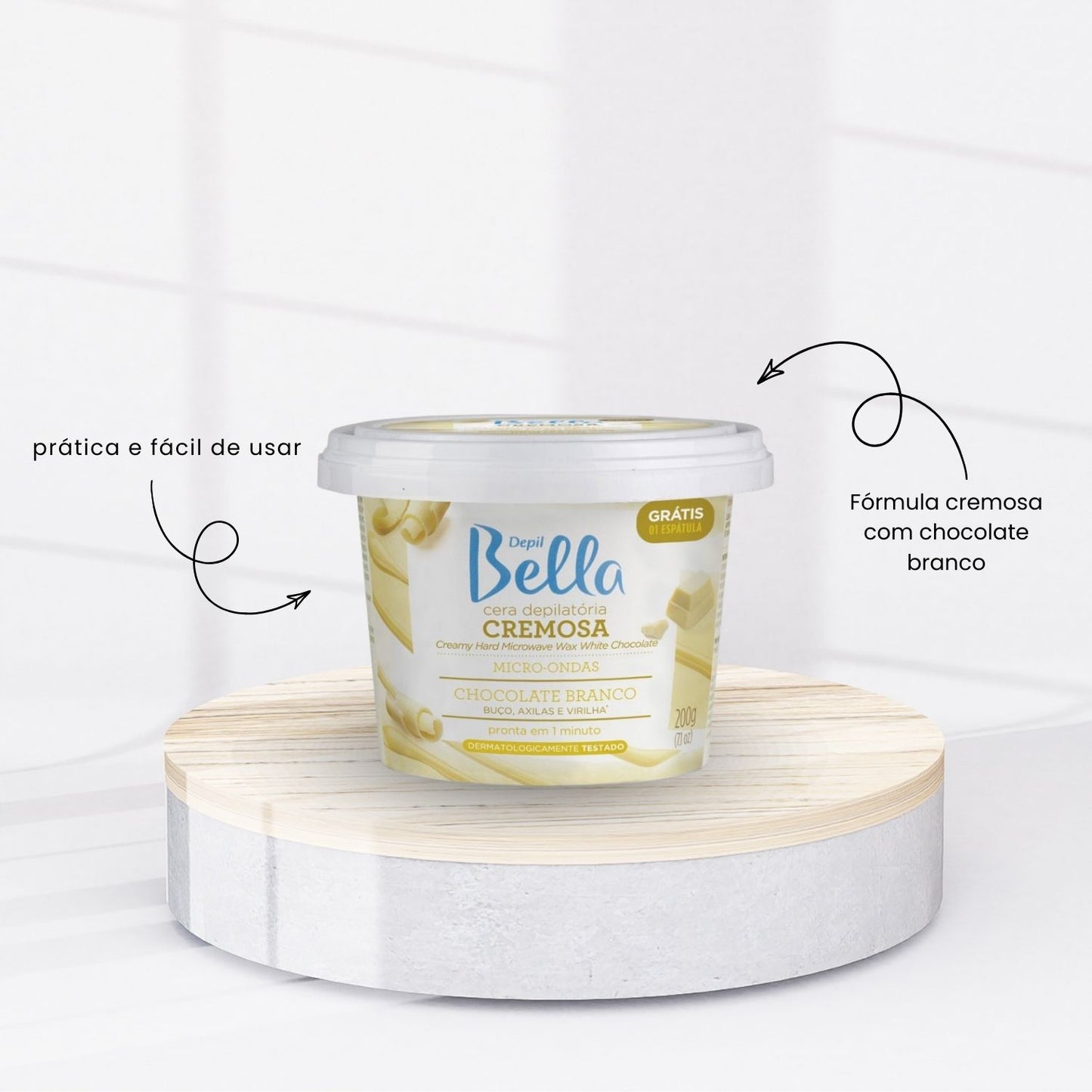 Cera Depilatória Depil Bella para Micro-Ondas Chocolate Branco 200 g