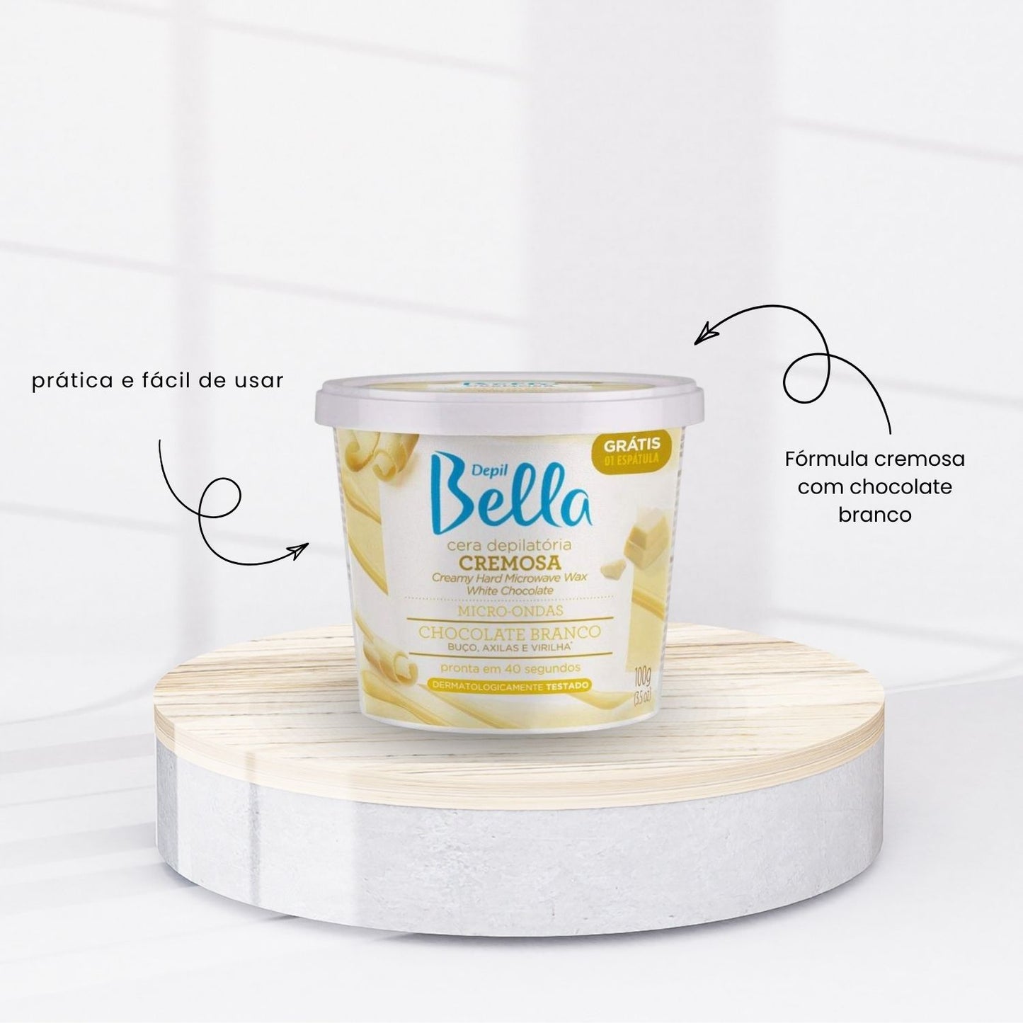 Cera Depilatória Depil Bella para Micro-Ondas Chocolate Branco 100 g