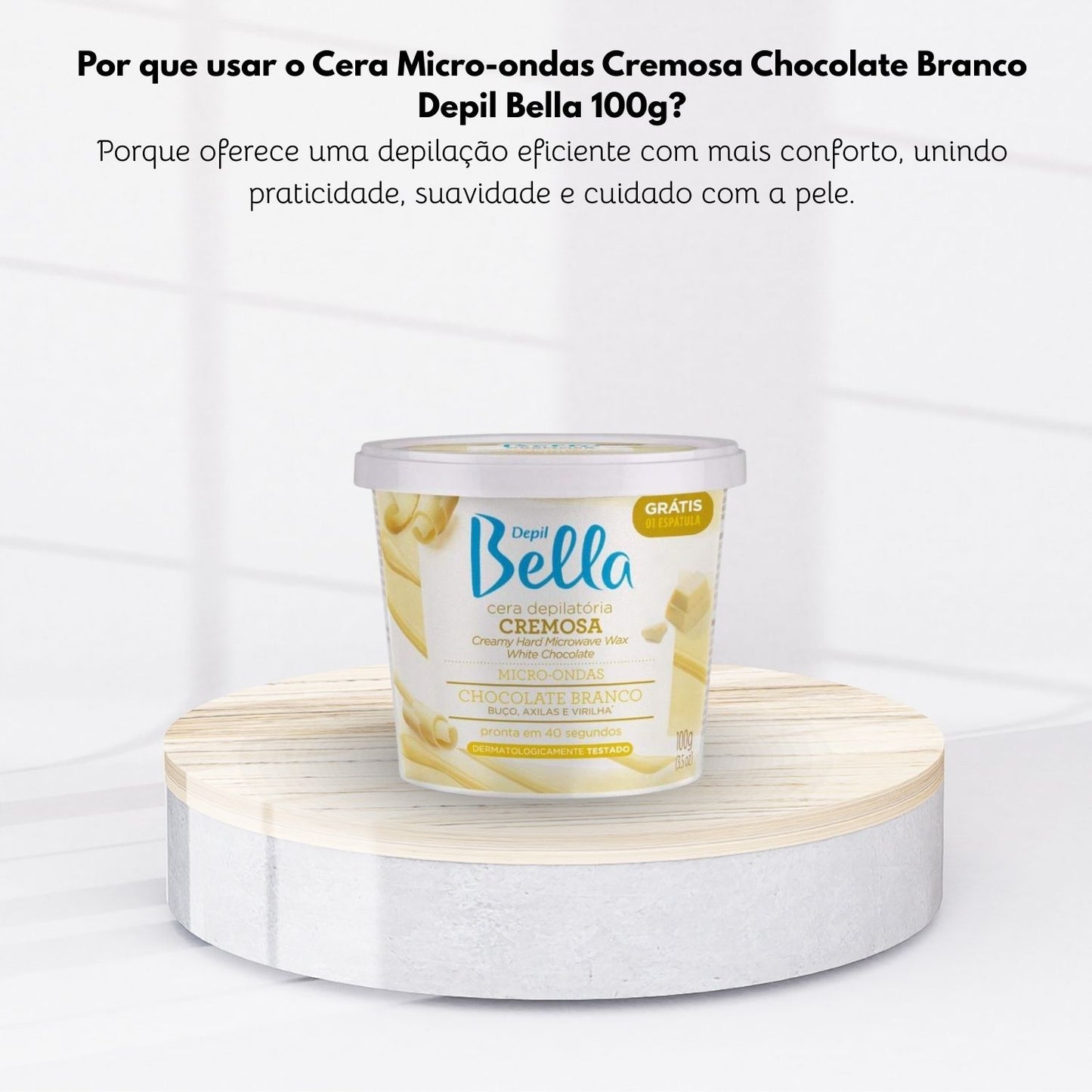 Cera Depilatória Depil Bella para Micro-Ondas Chocolate Branco 100 g