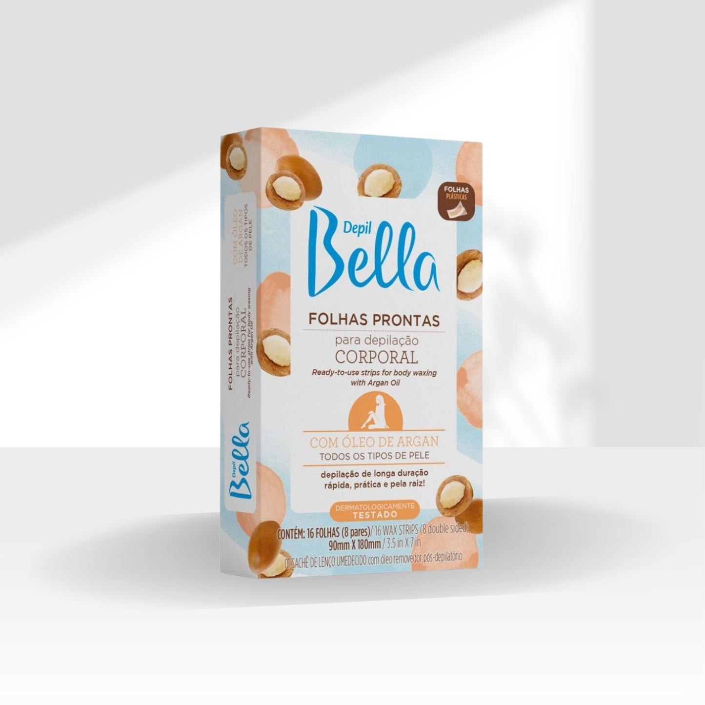 Depil Bella Folhas Prontas para Depilação Corporal Oleo de Argan 16 Unidades