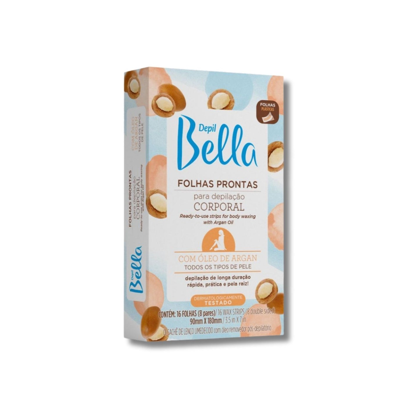 Depil Bella Folhas Prontas para Depilação Corporal Oleo de Argan 16 Unidades