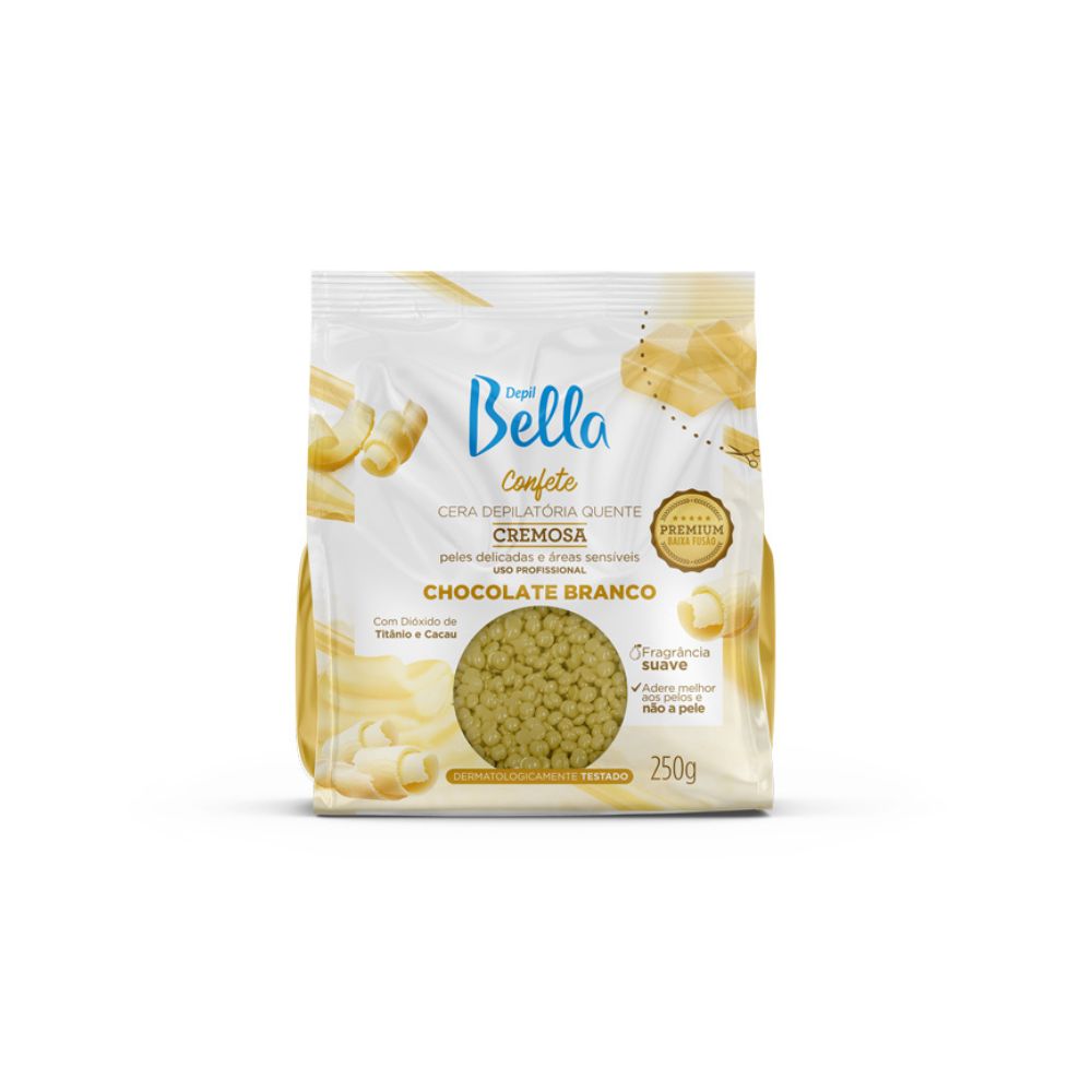 Cera Depilatória Depil Bella Quente Confete Chocolate Branco 250 g