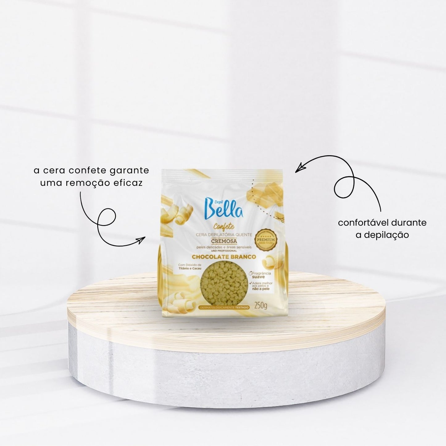 Cera Depilatória Depil Bella Quente Confete Chocolate Branco 250 g