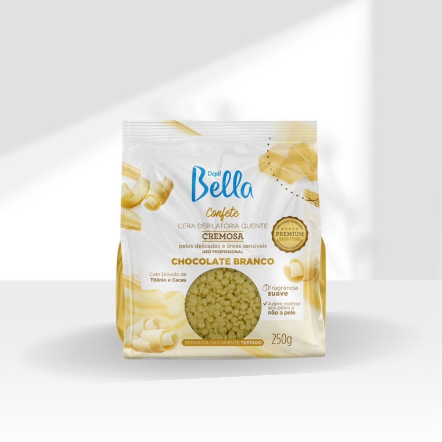 Cera Depilatória Depil Bella Quente Confete Chocolate Branco 250 g
