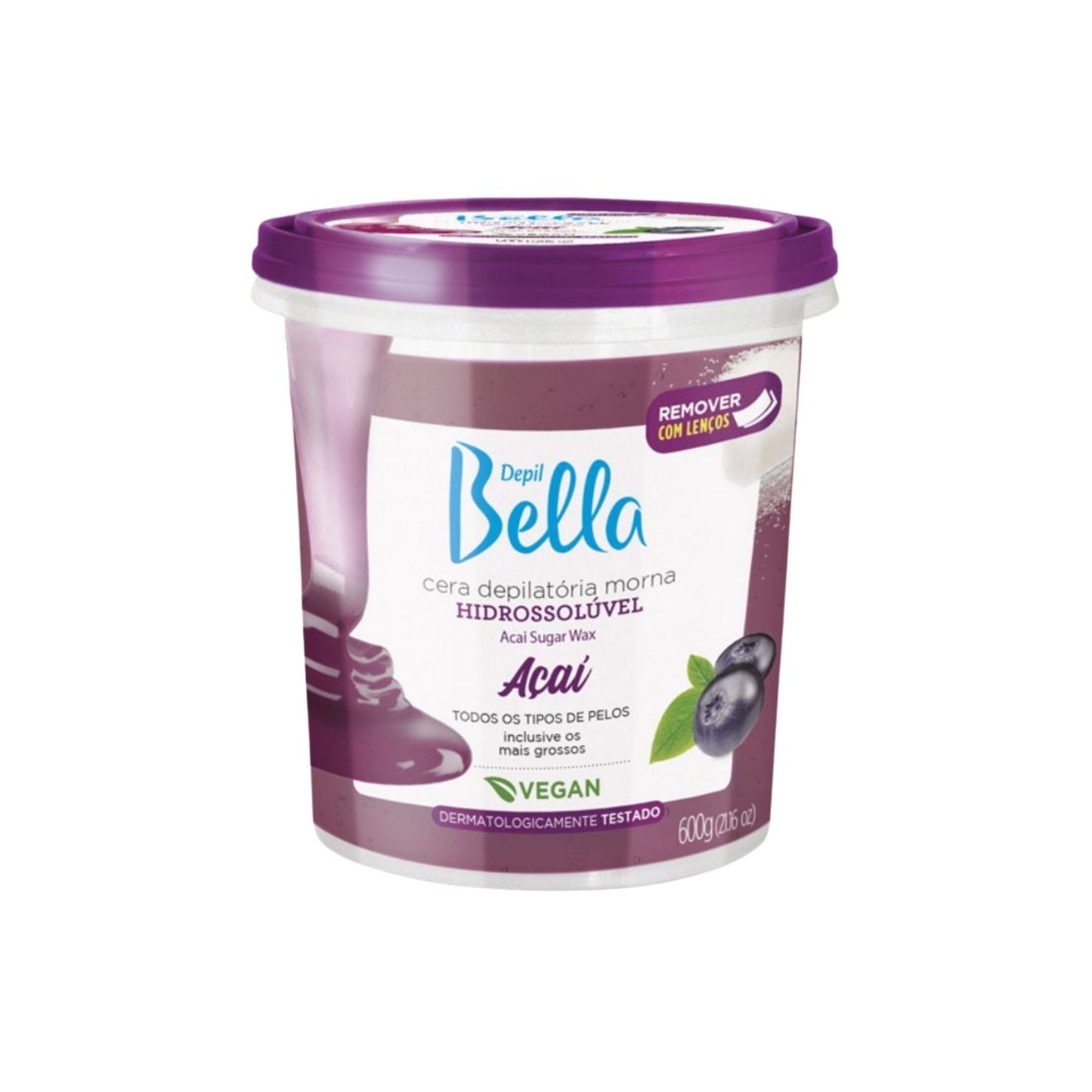 Cera Depilatória Depil Bella Morna Hidrossolúvel Açaí 600 g