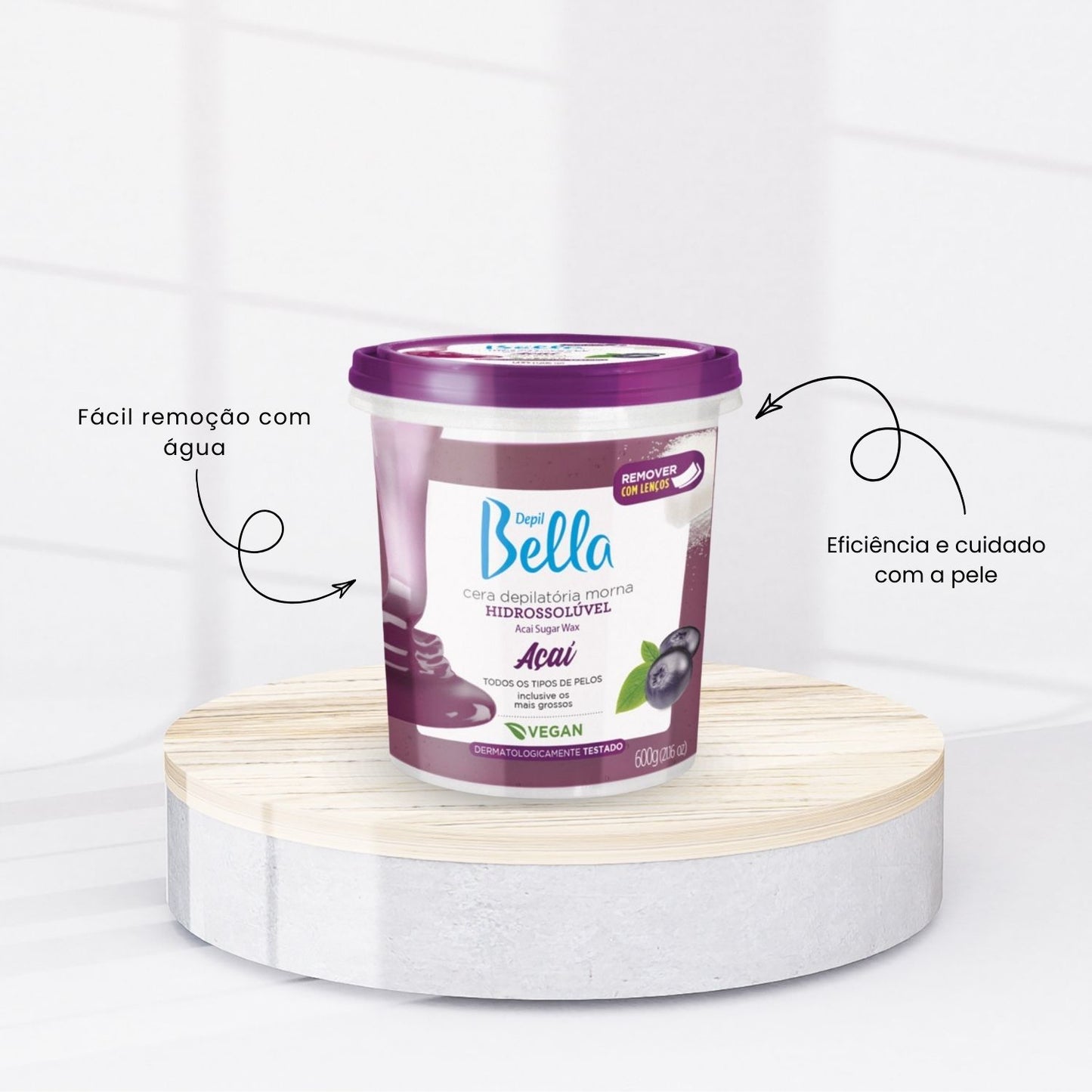 Cera Depilatória Depil Bella Morna Hidrossolúvel Açaí 600 g