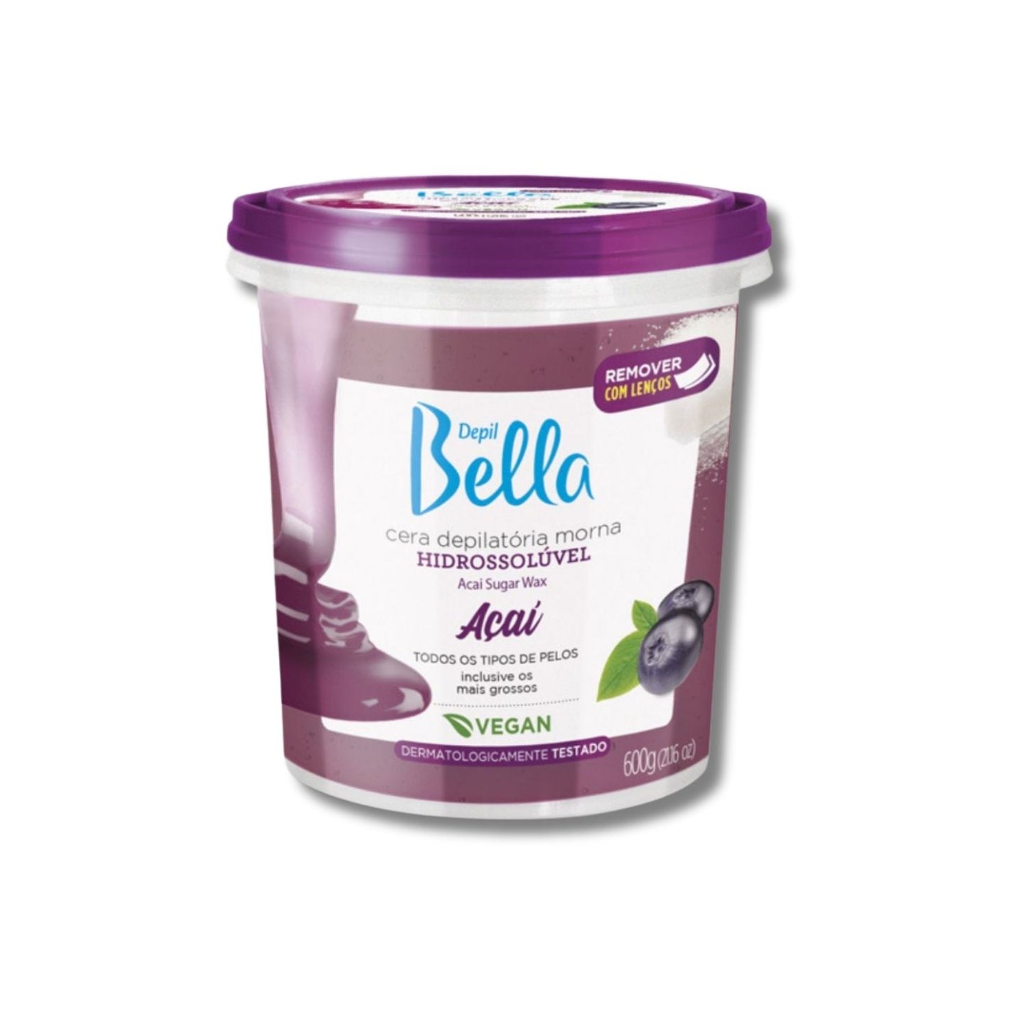 Cera Depilatória Depil Bella Morna Hidrossolúvel Açaí 600 g