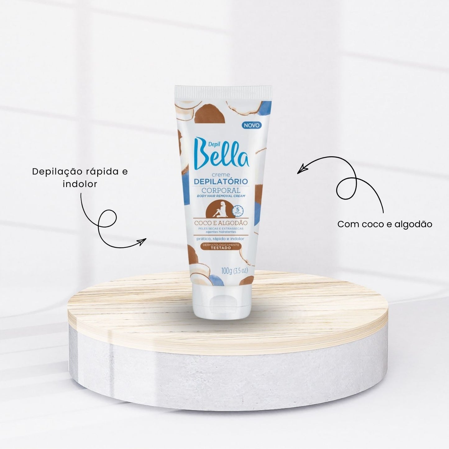 Depil Bella Creme Depilatório Corporal Coco e Algodão 100 g