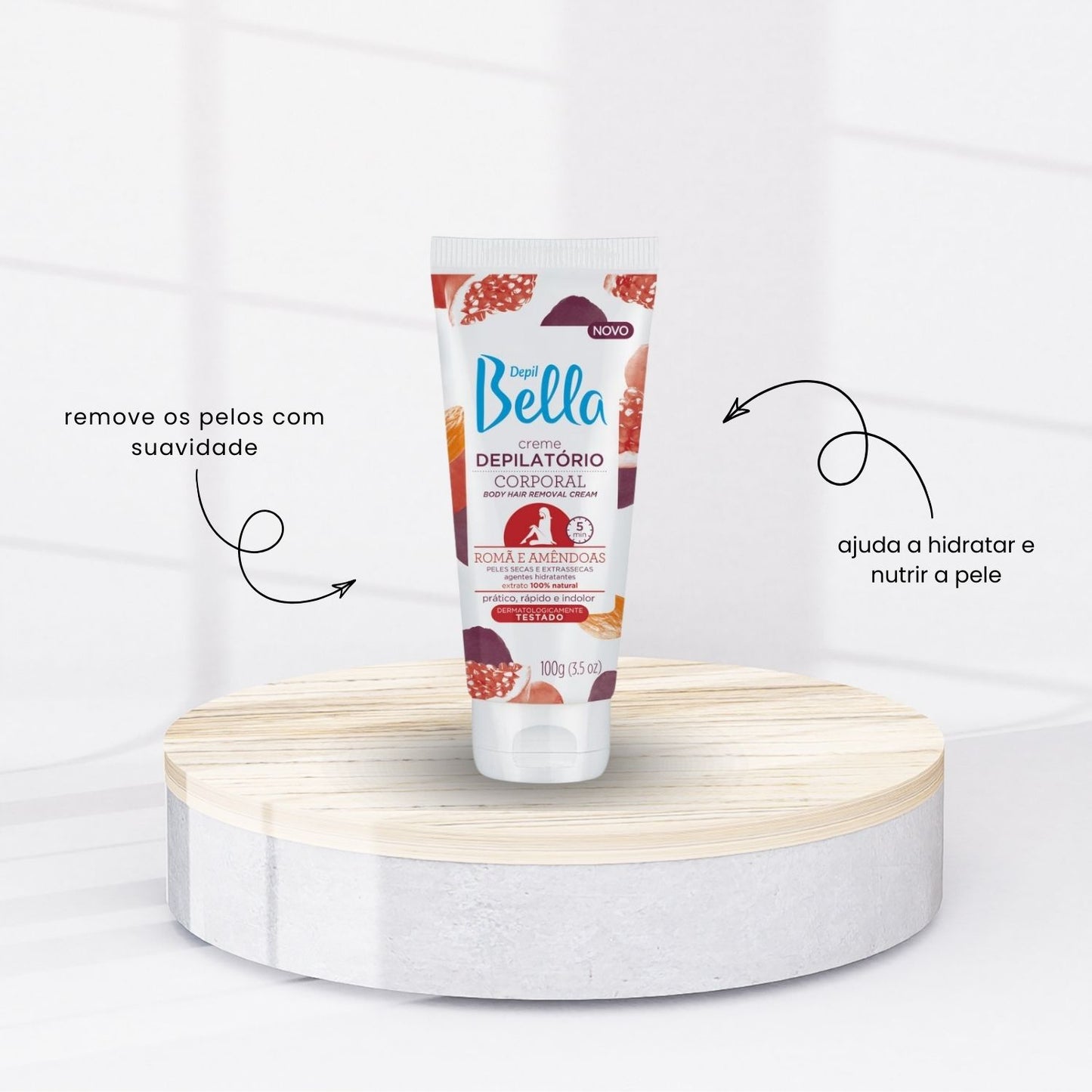 Depil Bella Creme Depilatório Corporal Romã e Amêndoas 100 g