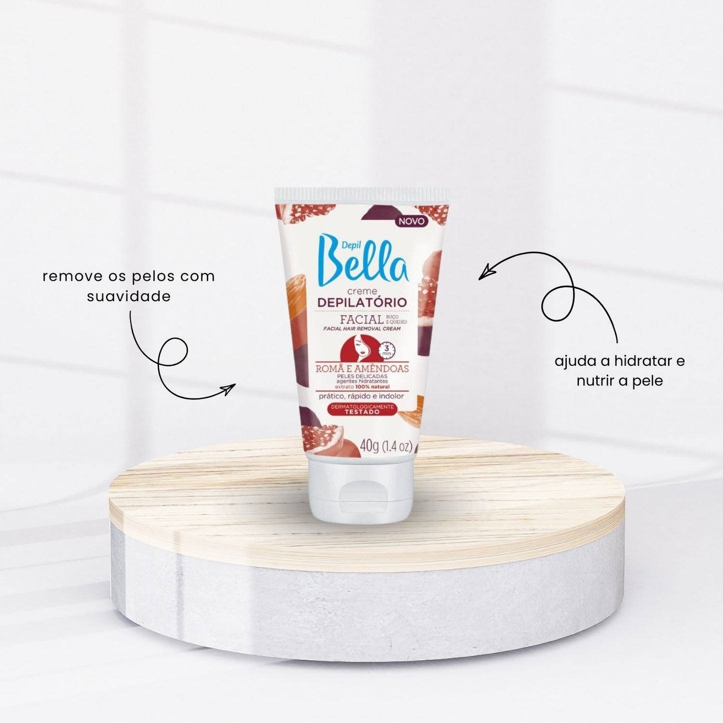 Depil Bella Creme Depilatório Facial Romã e Amêndoas 40 g