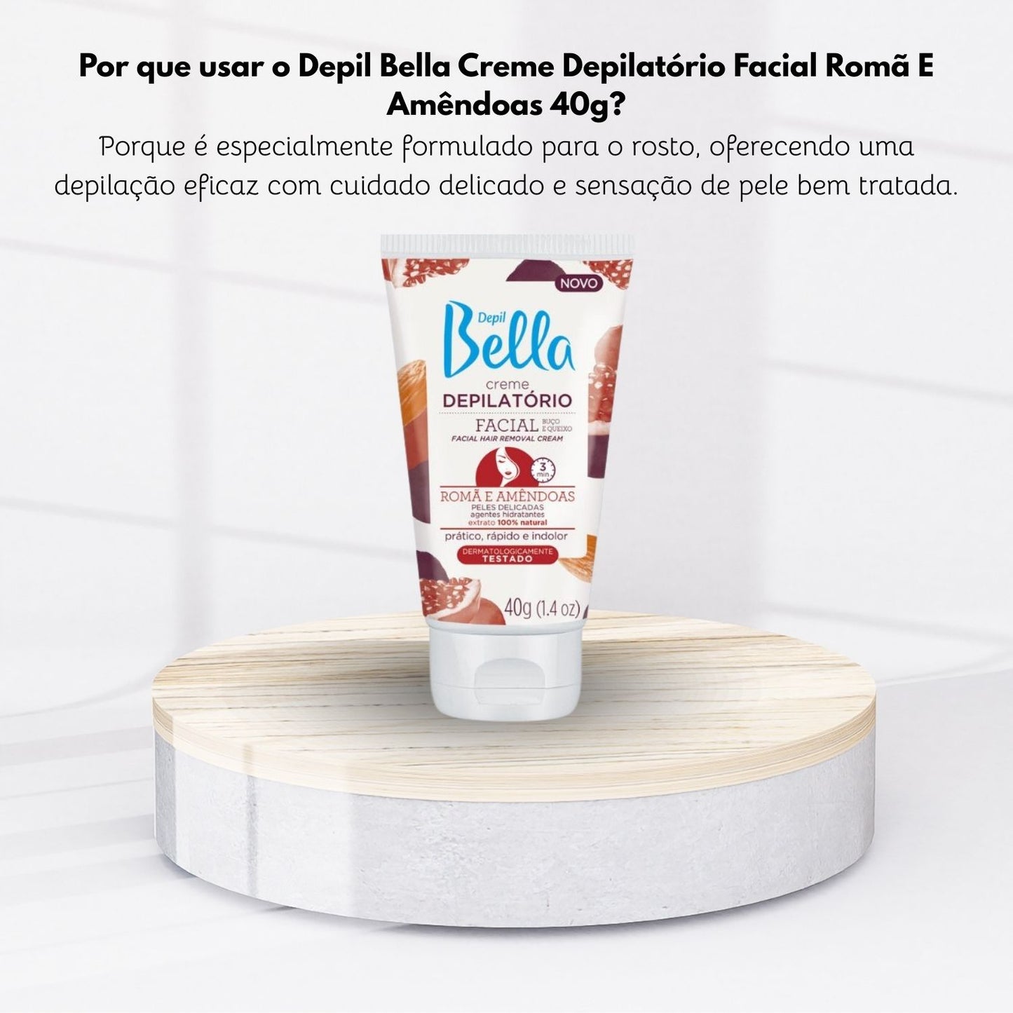 Depil Bella Creme Depilatório Facial Romã e Amêndoas 40 g