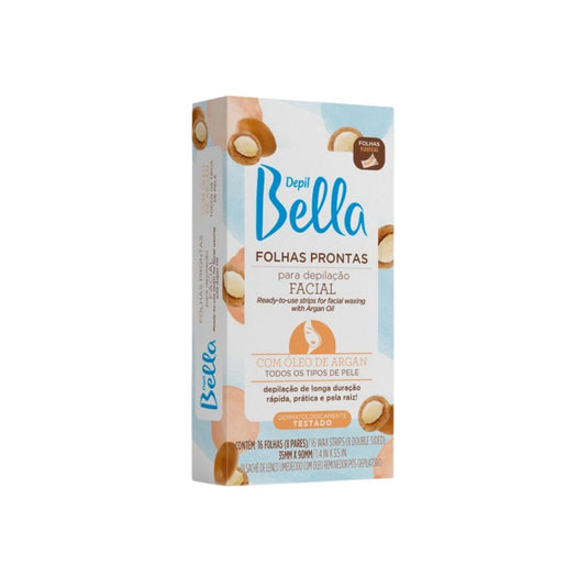 Depil Bella Folhas Prontas para Depilação Facial Oleo de Argan 16 Unidades