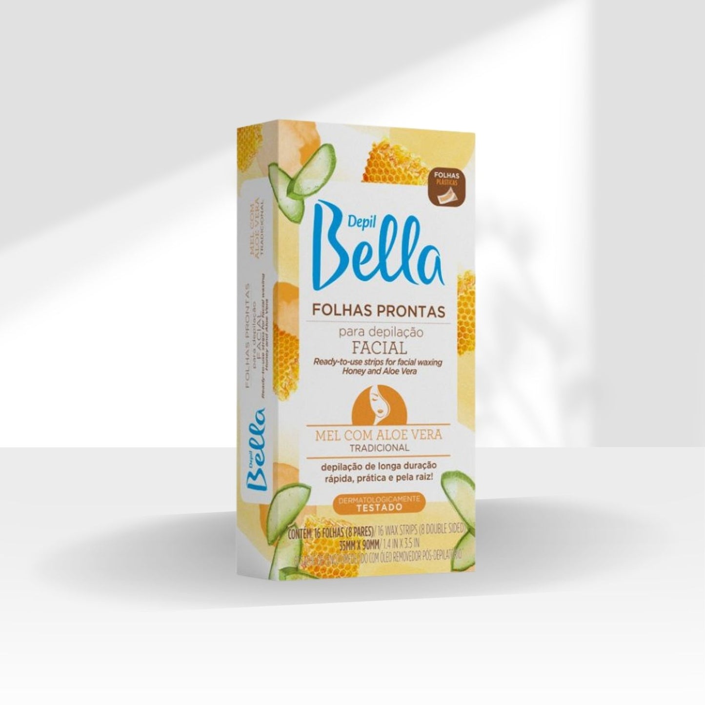 Depil Bella Folhas Prontas para Depilação Facial Mel com Aloe Vera 16 Unidades