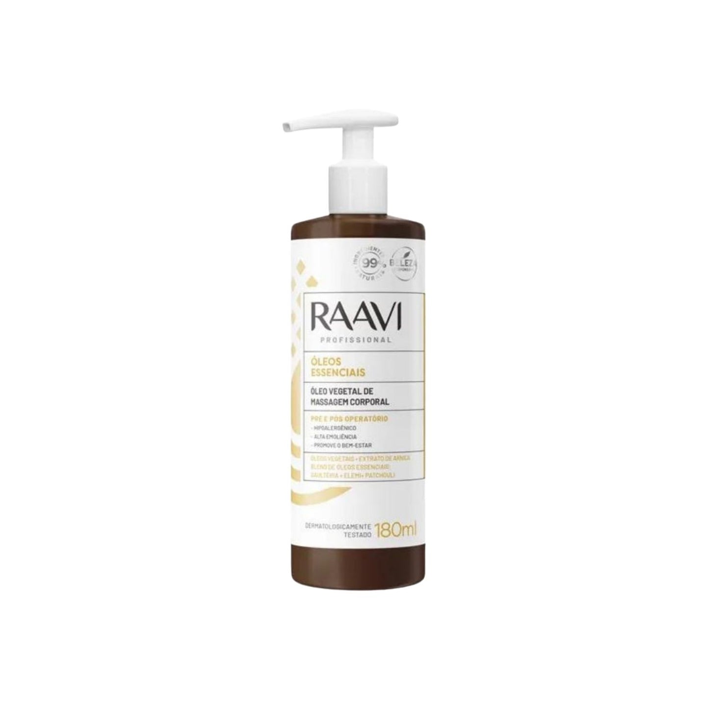 Raavi Oleo Vegetal de Massagem Oleos Essenciais 180 ml