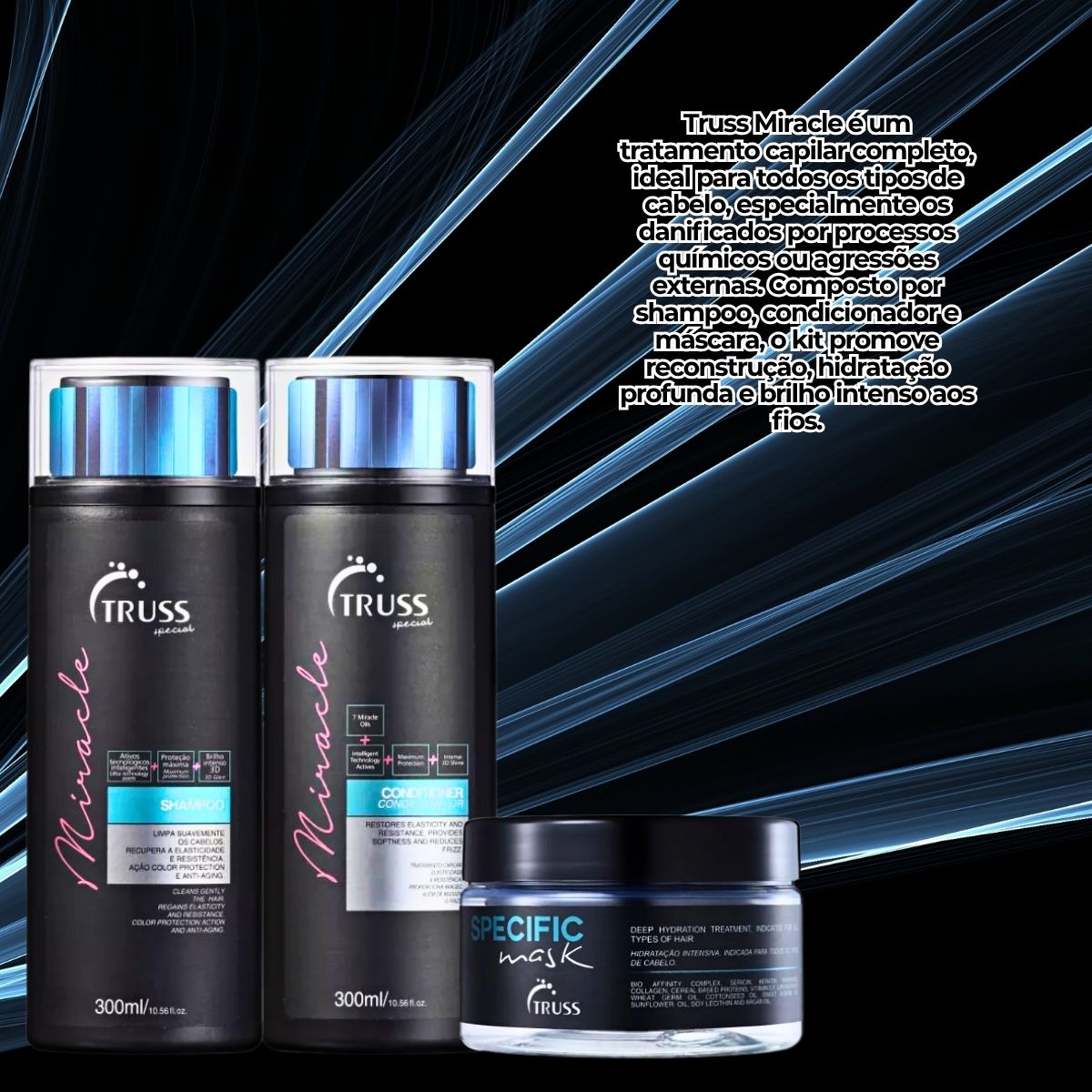Kit Truss Miracle Shampoo 300 ml + Condicionador 300 ml + Máscara Specific
