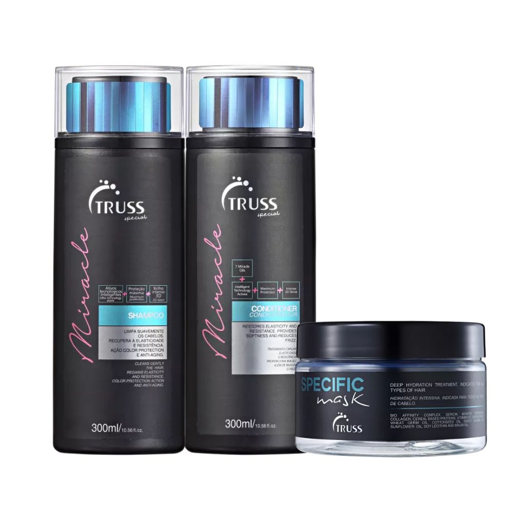 Kit Truss Miracle Shampoo 300 ml + Condicionador 300 ml + Máscara Specific