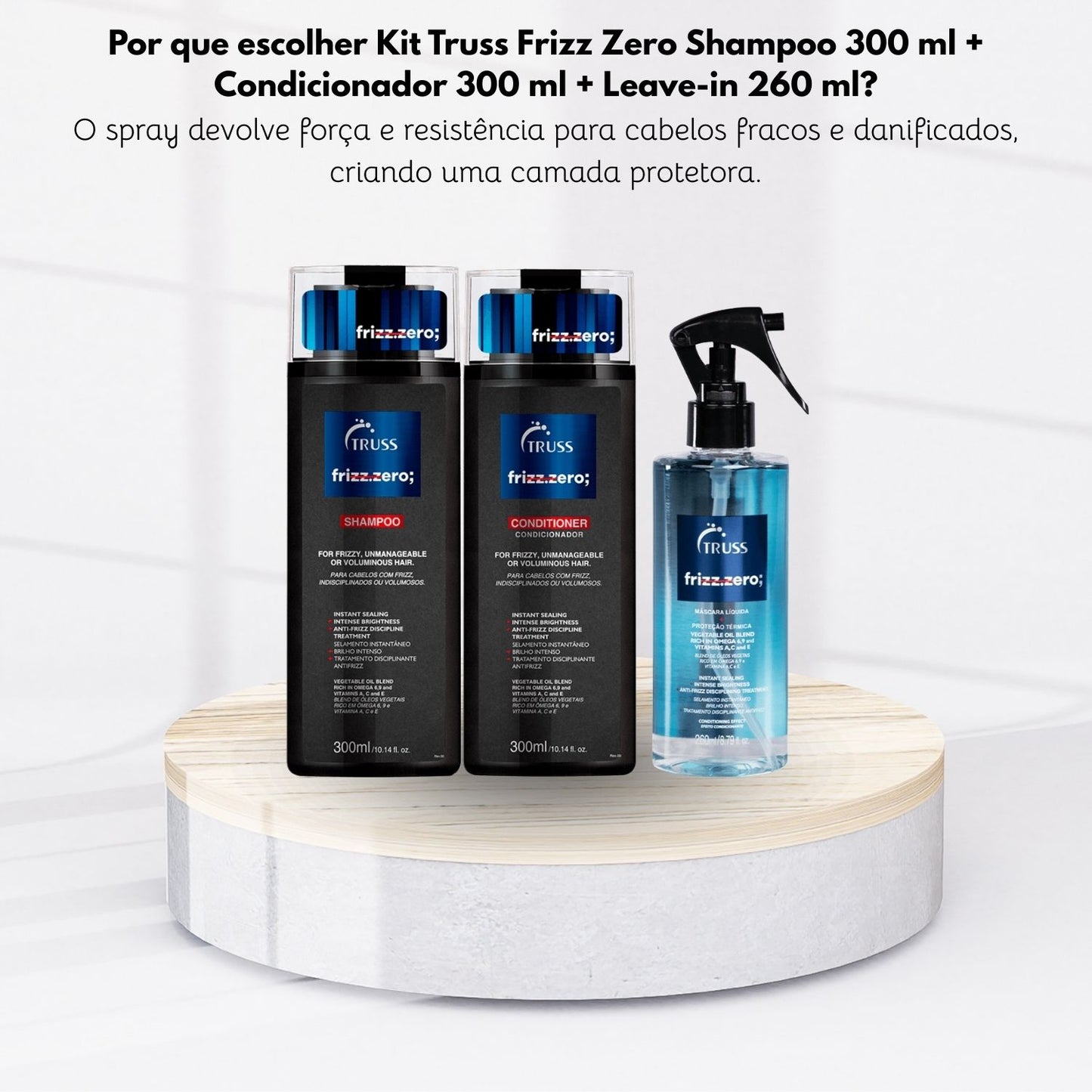 Kit Truss Frizz Zero Shampoo 300 ml + Condicionador 300 ml + Leave-in 260 ml