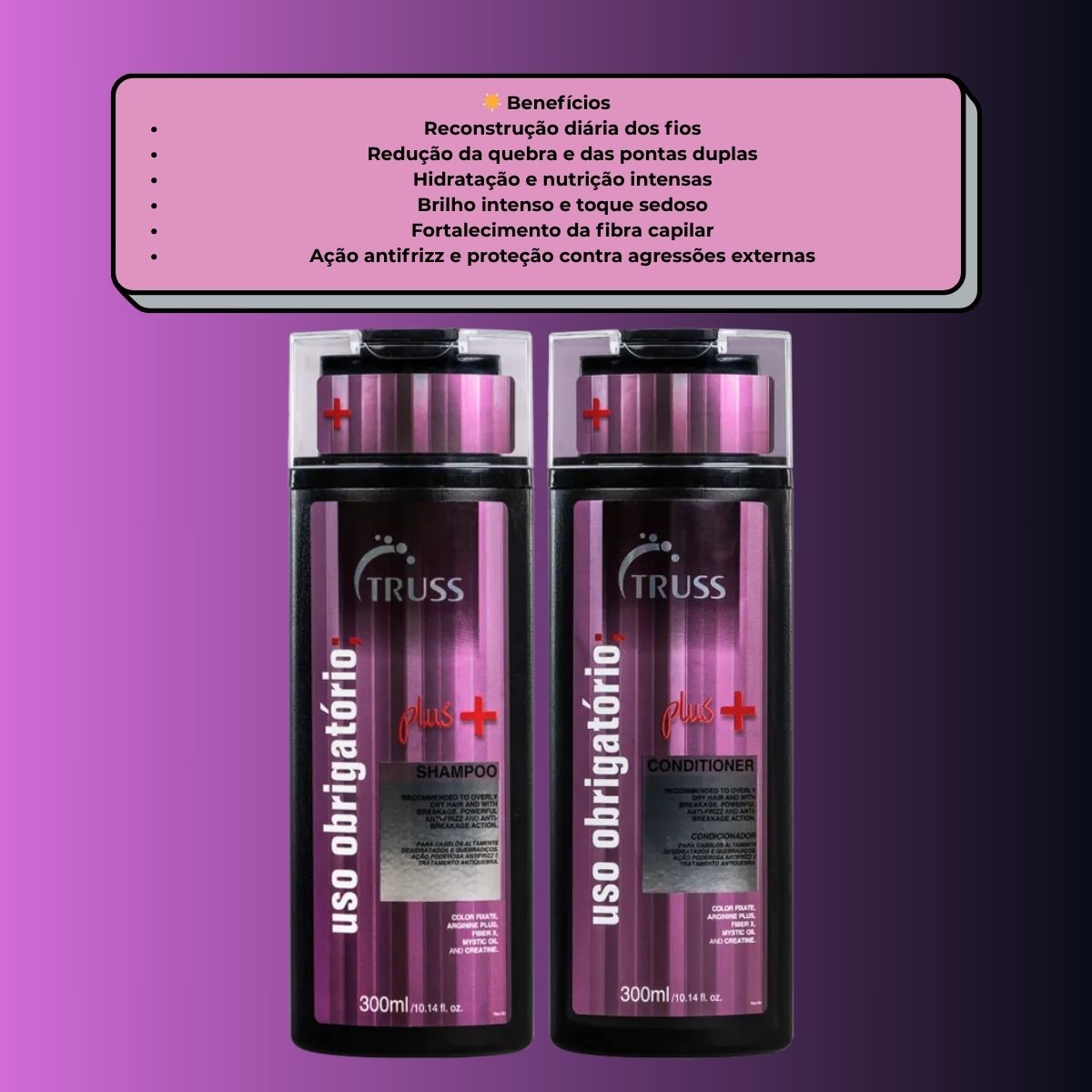 Kit Truss Uso Obrigatório Plus+ Shampoo 300 ml + Condicionador 300 ml