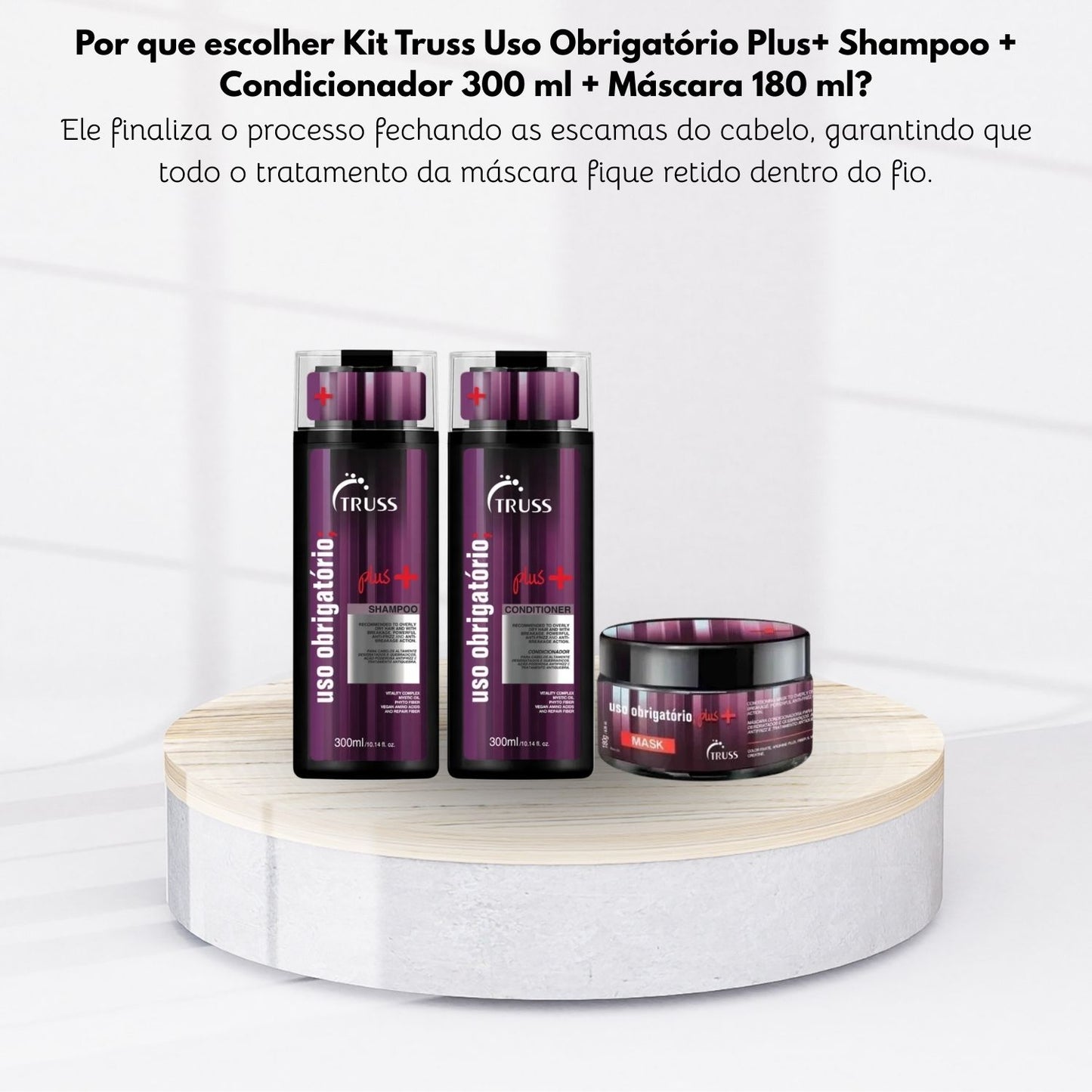 Kit Truss Uso Obrigatório Plus+ Shampoo + Condicionador 300 ml + Máscara 180 ml