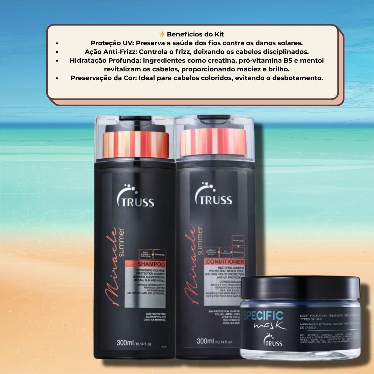 Kit Truss Miracle Summer Shampoo + Condicionador 300 ml + Specific 180 ml