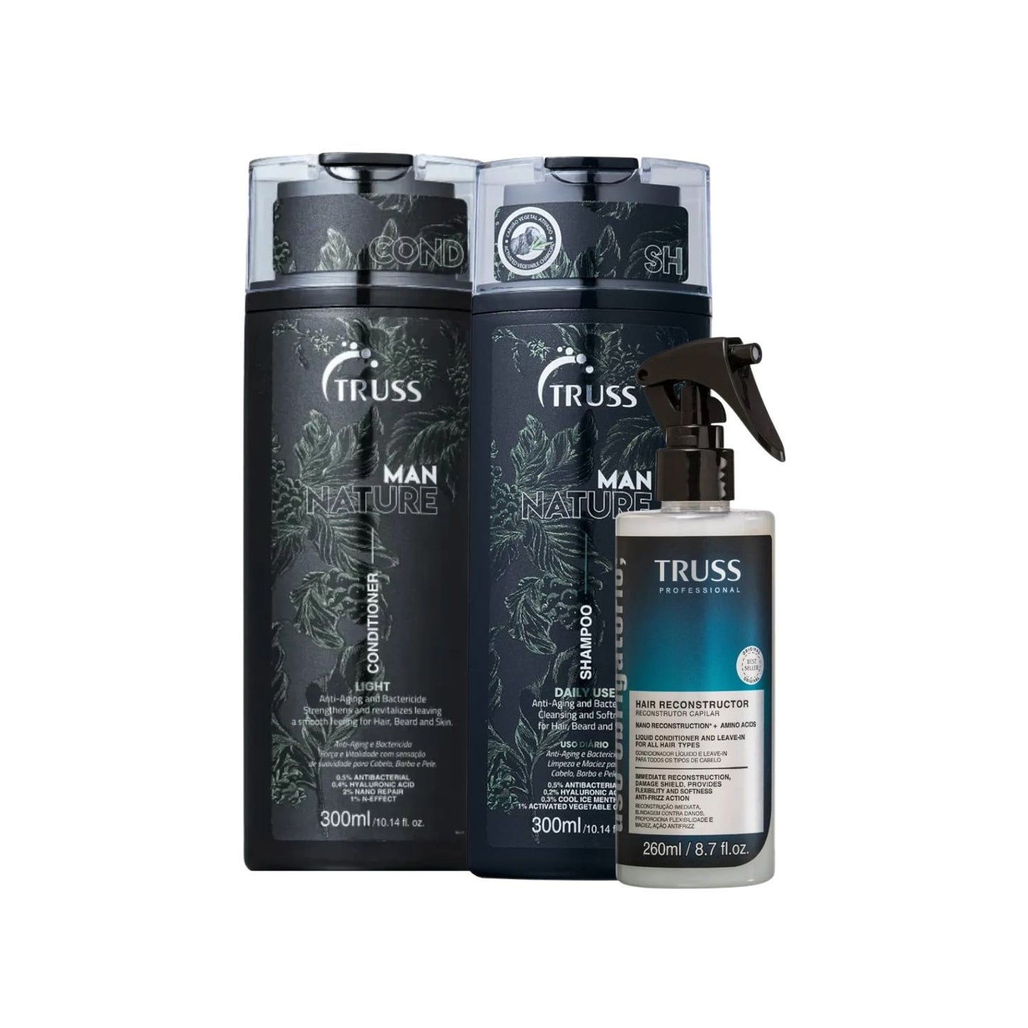 Kit Truss Man Nature Shampoo + Condicionador 300 ml + Uso Obrigatorio 260 ml