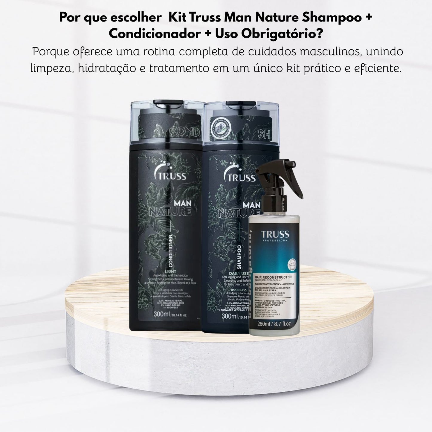 Kit Truss Man Nature Shampoo + Condicionador 300 ml + Uso Obrigatorio 260 ml