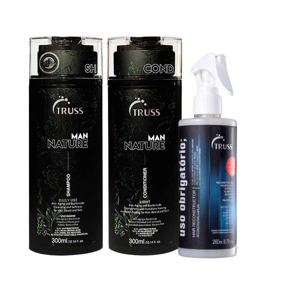 Kit Truss Man Nature Shampoo + Condicionador 300 ml + Uso Obrigatorio 260 ml