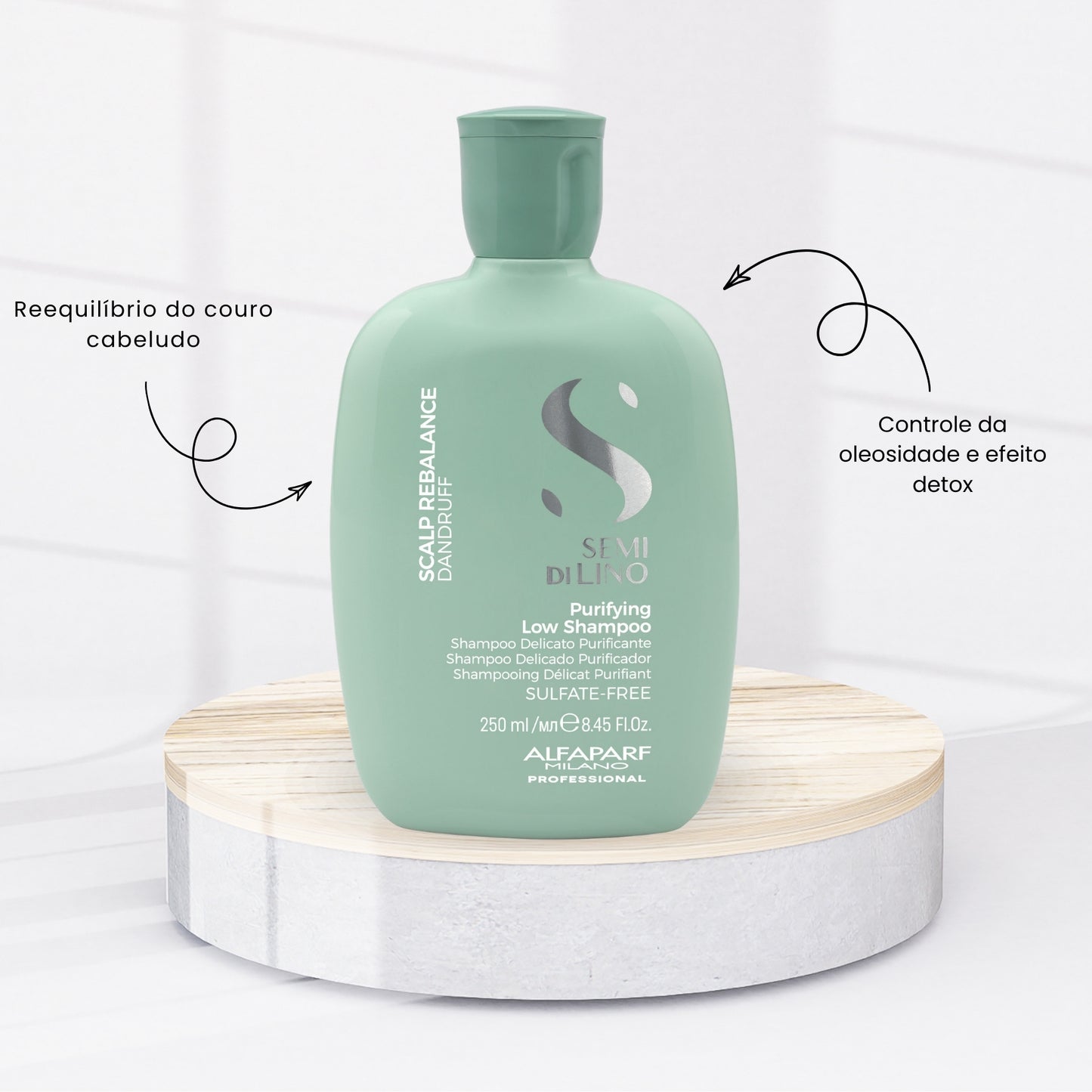 Shampoo Alfaparf Semi Di Lino Scalp Rebalance Low Purifying Shampoo para Cabelo Oleoso 250 ml