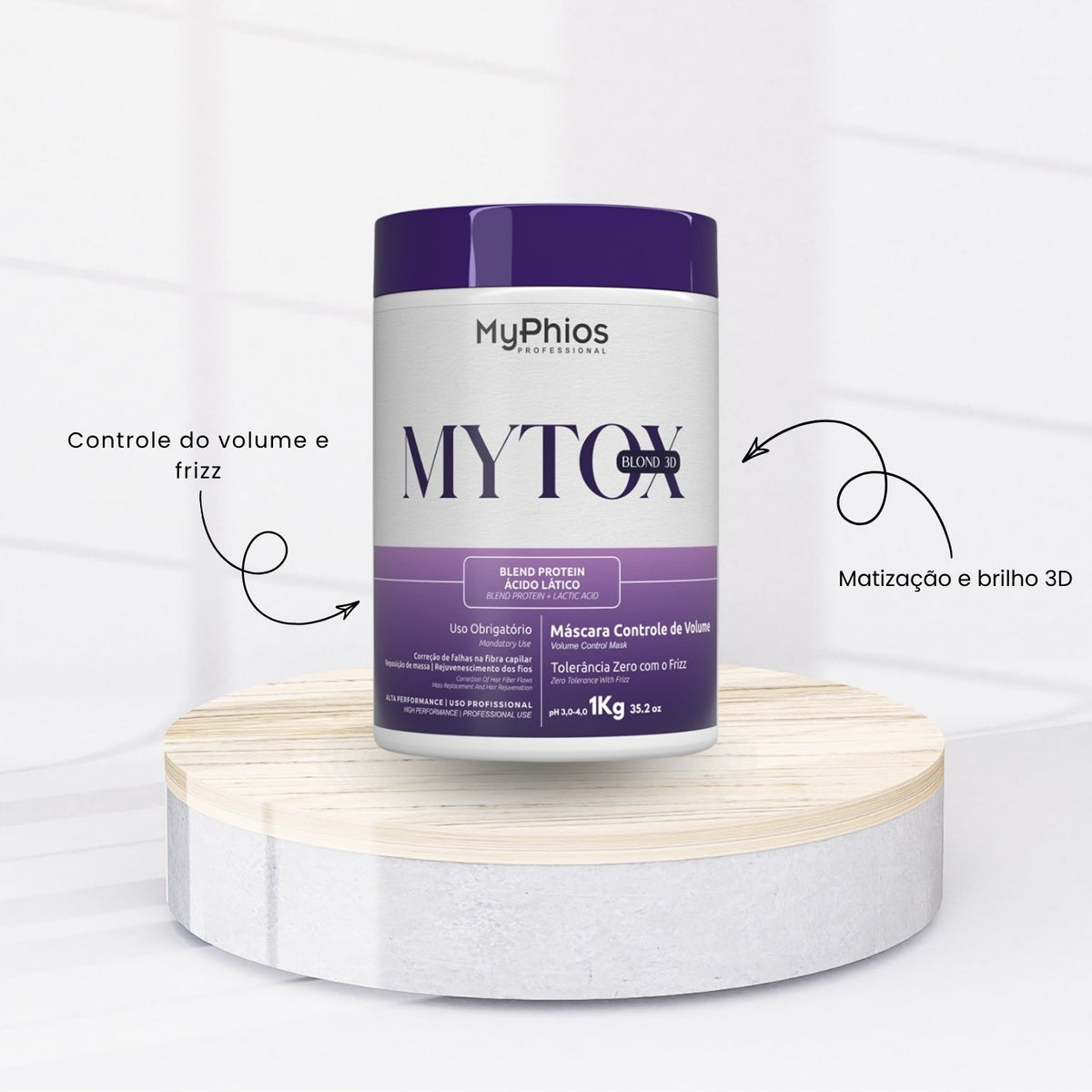 Botox Capilar Capilar MyPhios MyTox Blond 3D Máscara Controle de Volume 1 Kg