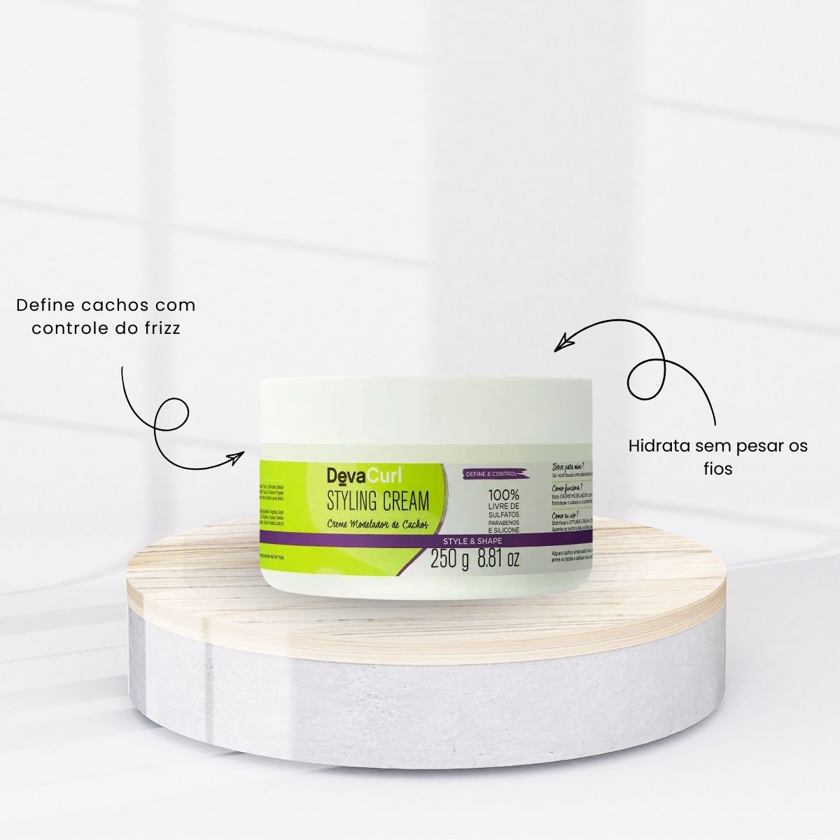 Leave-in DevaCurl Styling Cream Creme Modelador de Cachos para Cabelo Cacheado 250 g