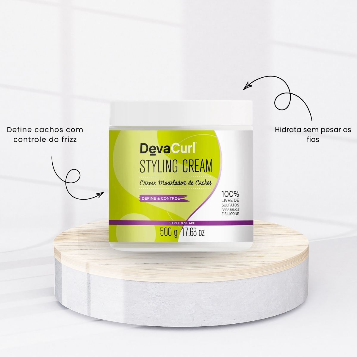 Leave-in DevaCurl Styling Cream Creme Modelador de Cachos para Cabelo Cacheado 500 g