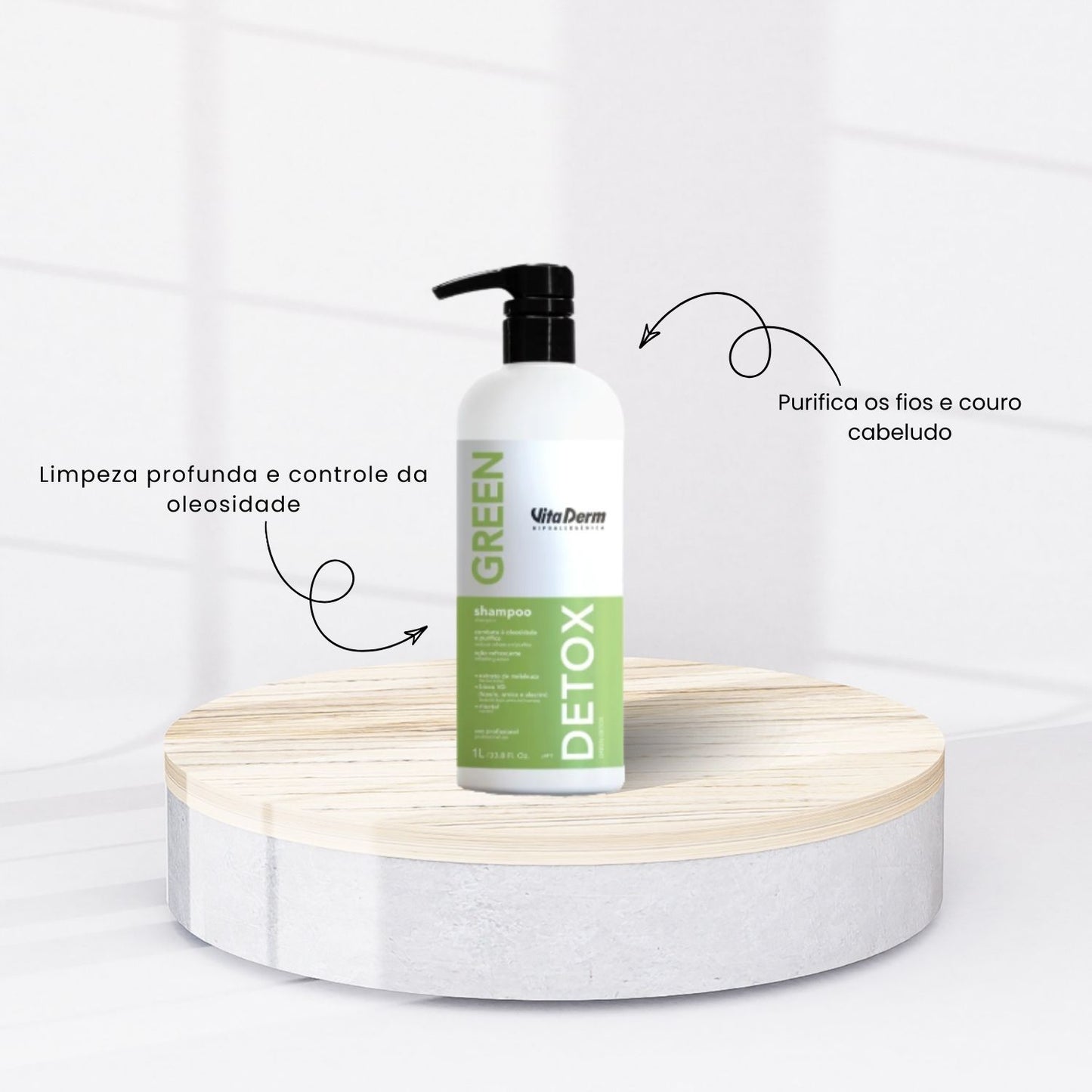 Shampoo Vita Derm Green Detox Cabelos Oleosos 1 Litro