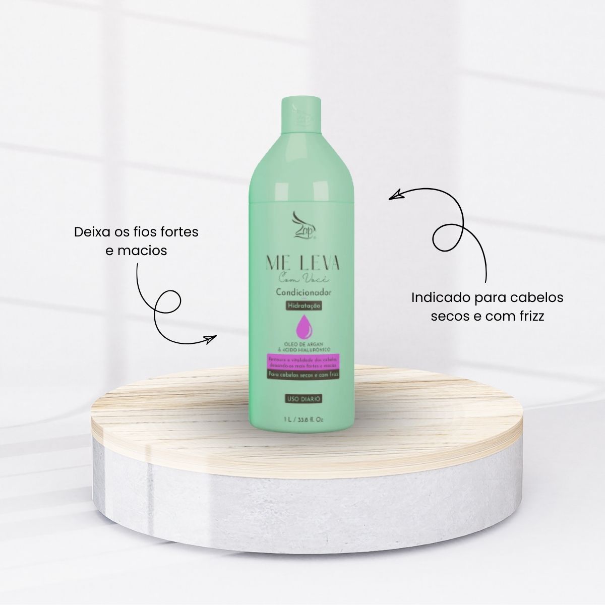 Kit Zap Me Leva Com Você Hidratação Óleo de Argan e Ácido Hialurônico Shampoo + Condicionador 1 Litro