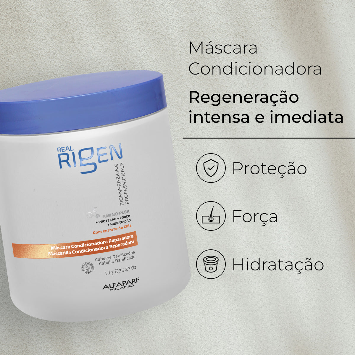 Máscara Alfaparf Real Rigen Condicionadora Reparadora 1000 g