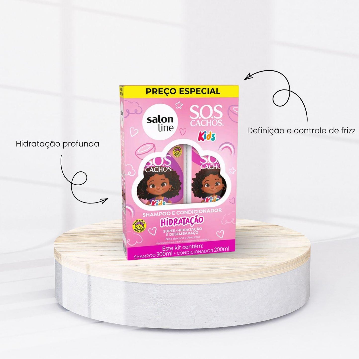 Kit Salon Line S.O.S Cachos Hidratação kids Shampoo e Condicionador para Cabelo Cacheado