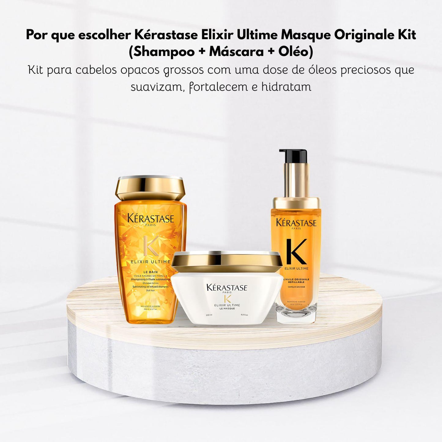 Kit Kérastase Elixir Ultime Masque Originale (Shampoo + Máscara + Oléo)