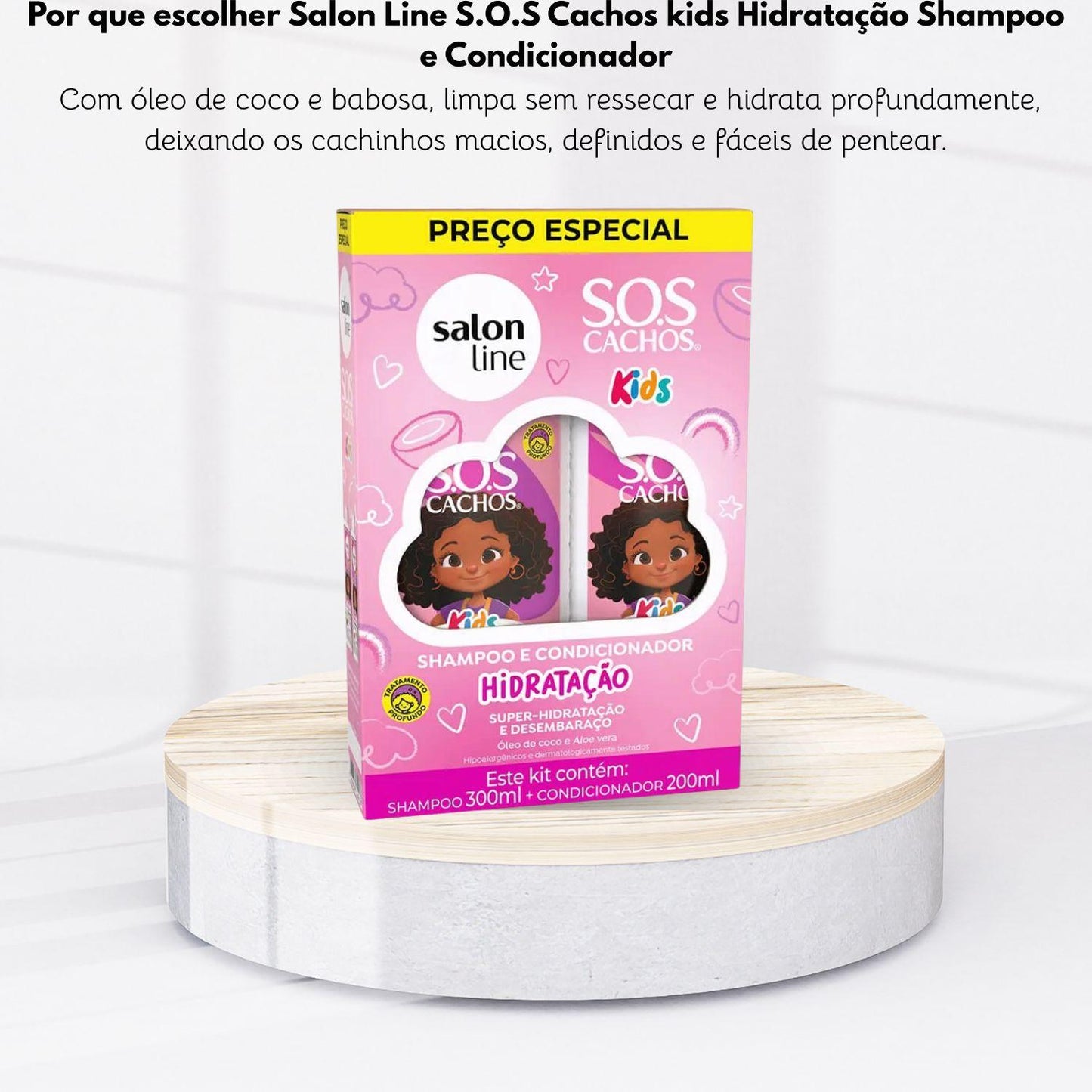 Kit Salon Line S.O.S Cachos Hidratação kids Shampoo e Condicionador para Cabelo Cacheado